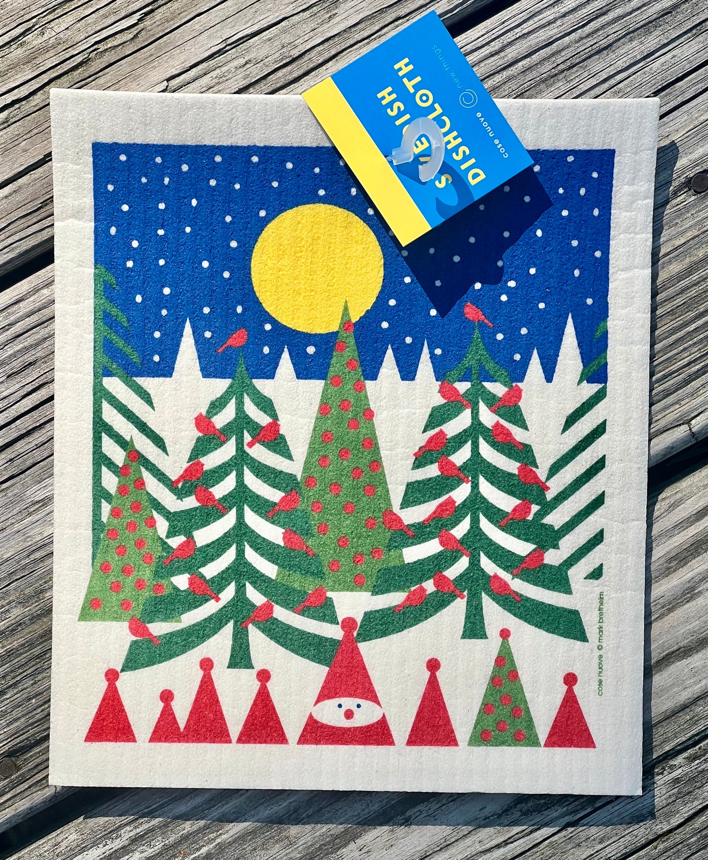 Swedish Dish Cloth-Birds in Pines