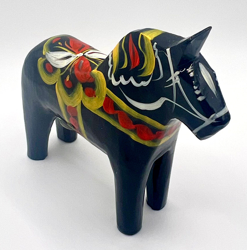 4" Black Dala Horse