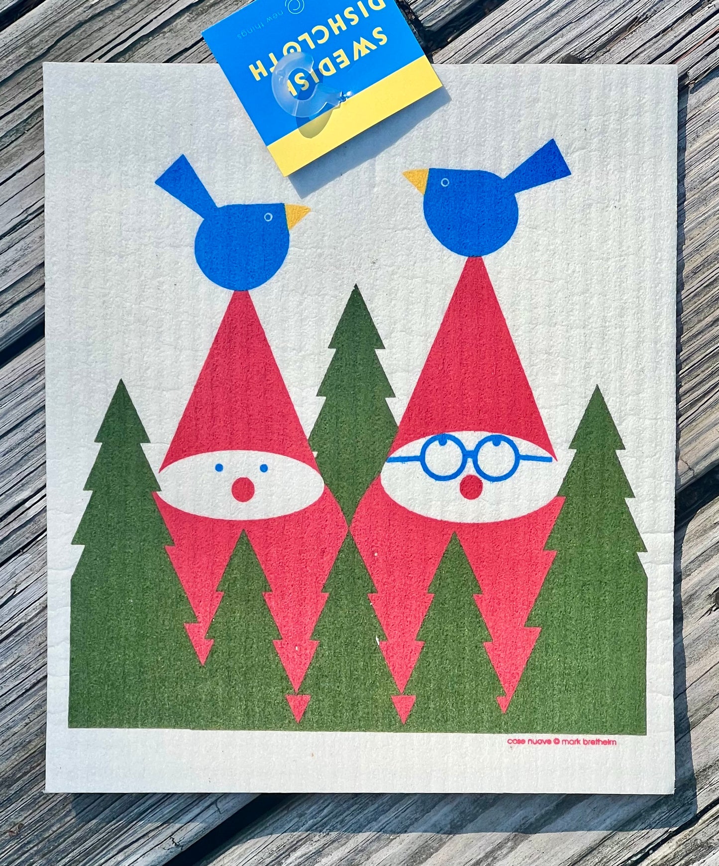 Tomte With Birds Swedish Dish Cloth