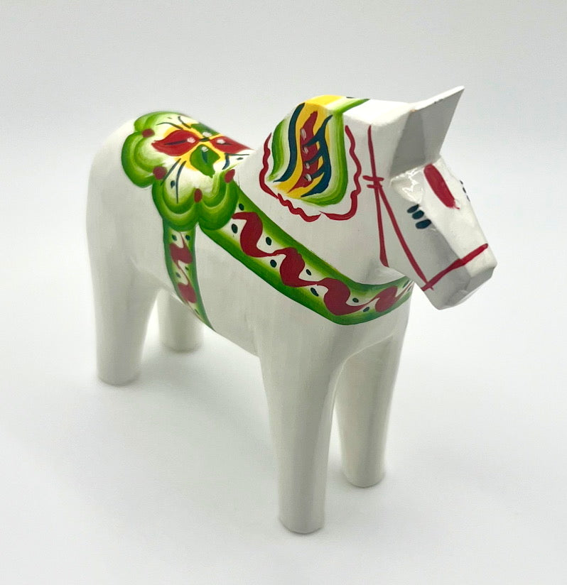 4" White Dala Horse