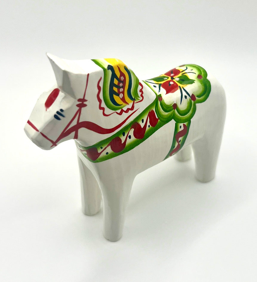 4" White Dala Horse