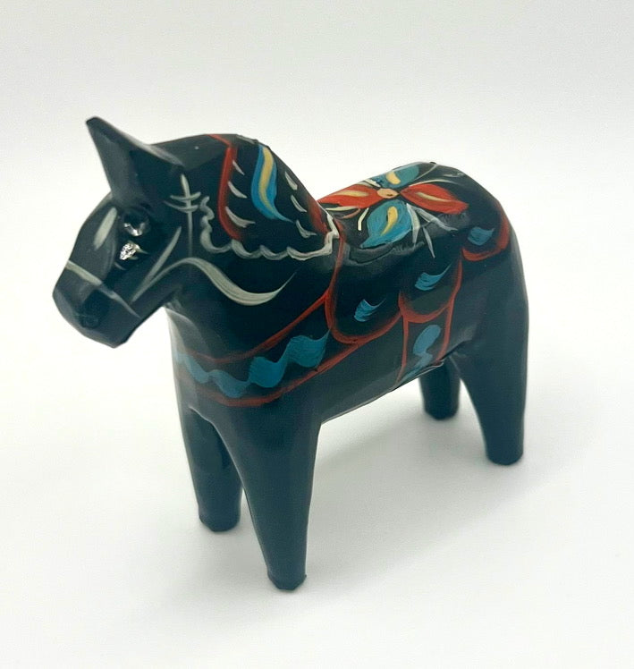 3" Black Dala Horse