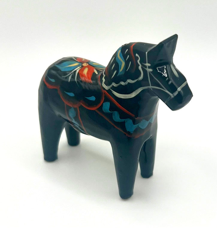 3" Black Dala Horse