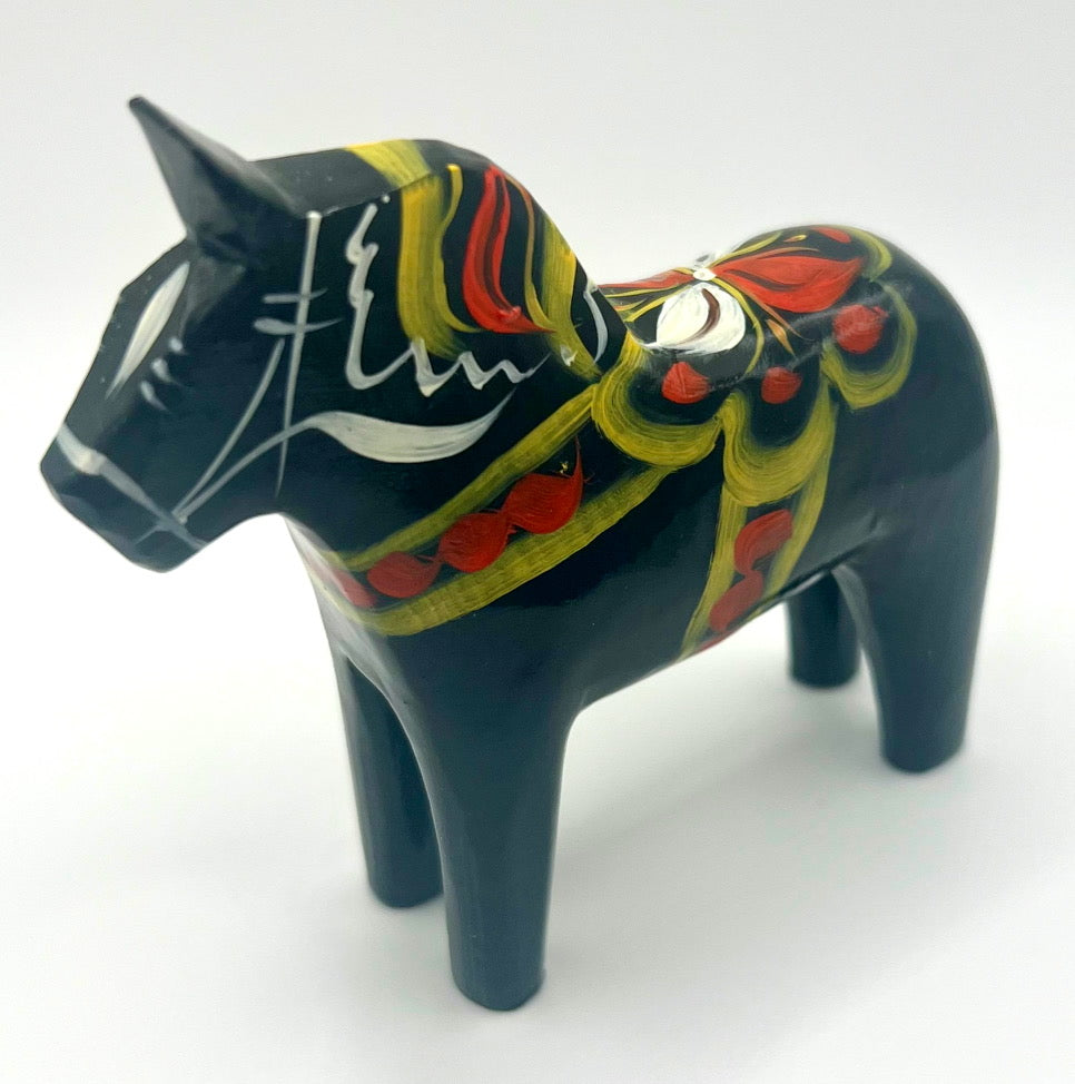 4" Black Dala Horse