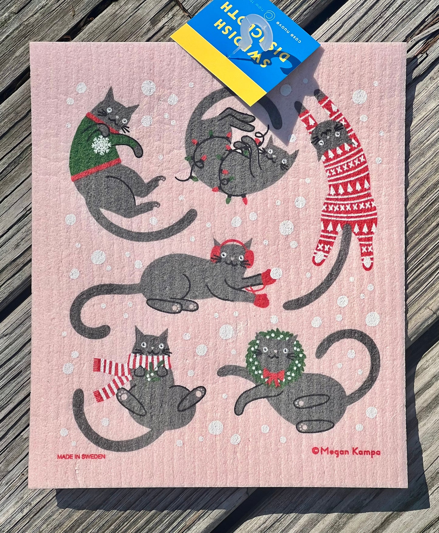 Swedish Dish Cloths-Christmas Cats